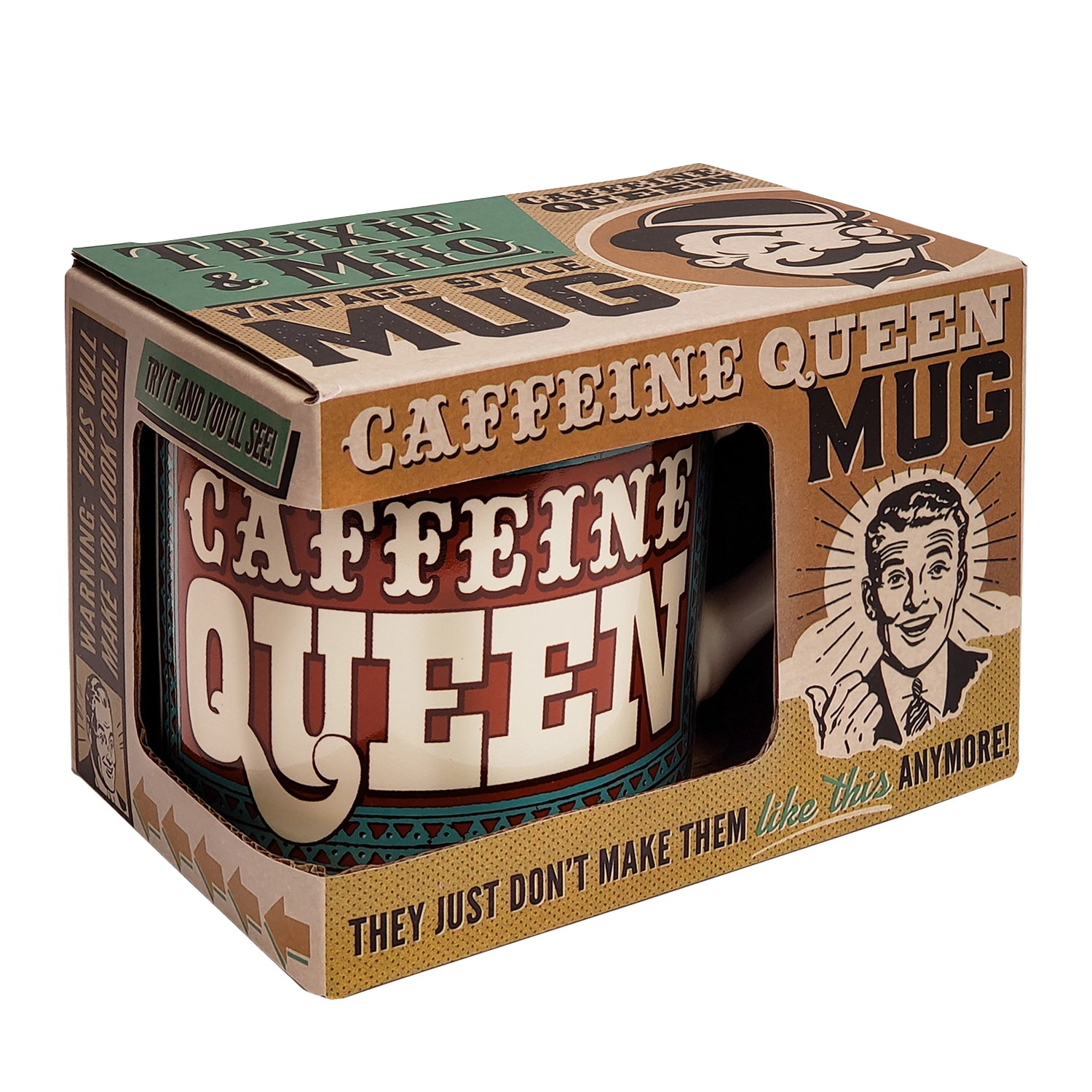 "Caffeine Queen" Ceramic tea and coffee mug Start everyday with confidence. Drinking glass, solid ceramic mug crafted for durability and aesthetic appeal. in Gift Box