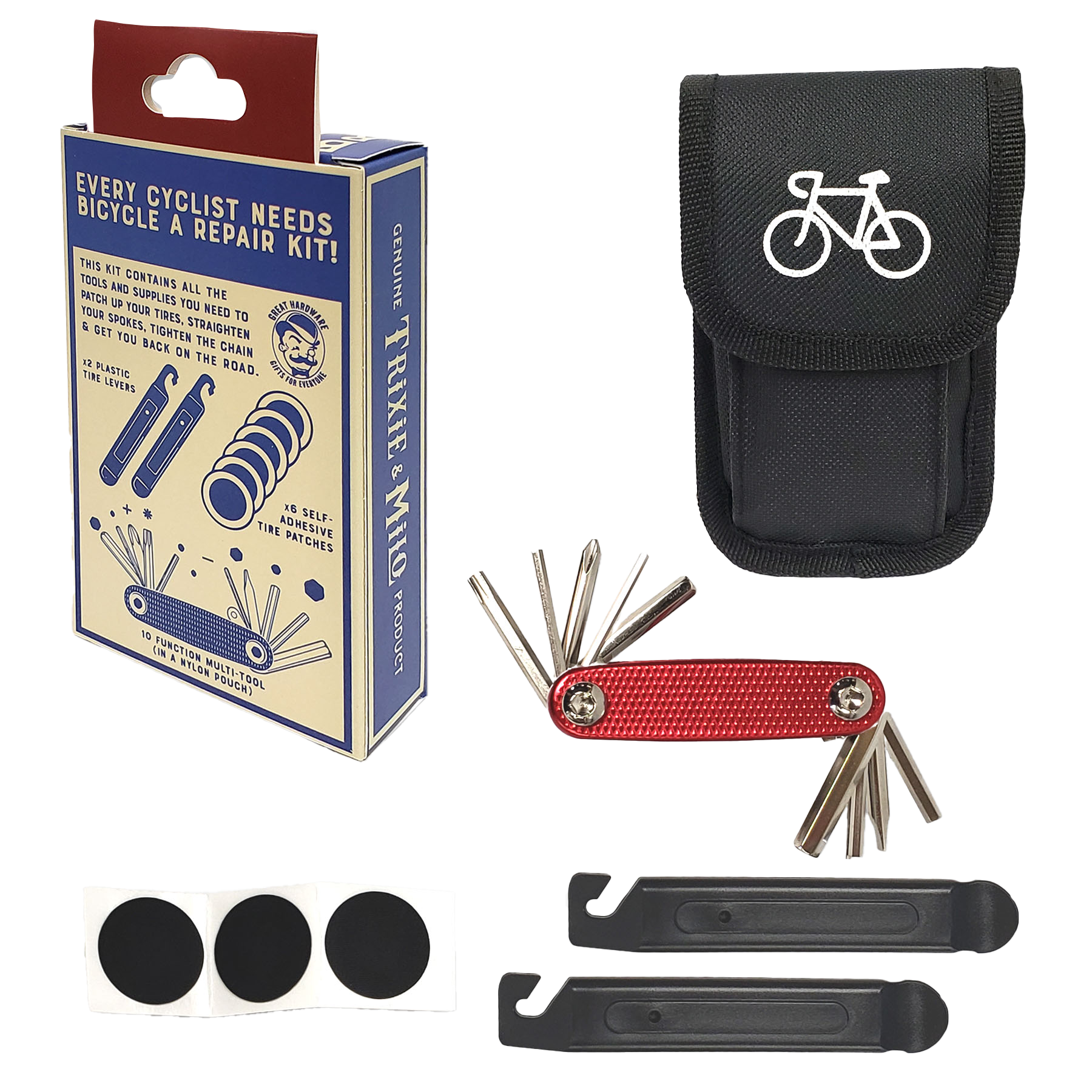 All tools included for Bicycle Repair Kit Multifunction Utility Tool Whether outdoors mountain biking, or coasting across the city on your fixie, this bike repair kit is a cyclists must-have.