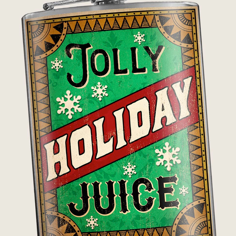 8 oz. Hip Flask: Jolly Holiday Juice Kick off every holiday or Christmas party with confidence. Cool stylish stainless steel drinking flask. Designed for durability and aesthetic appeal.