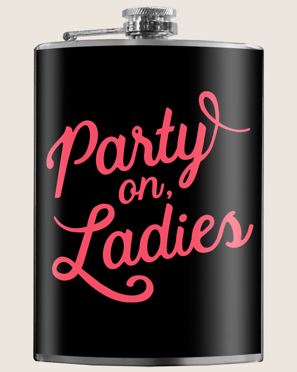 8 oz. Hip Flask: Party on, Ladies Kick off every holiday, bachelorette or wedding party with confidence. Cool stylish stainless steel drinking flask. Designed for durability and aesthetic appeal.