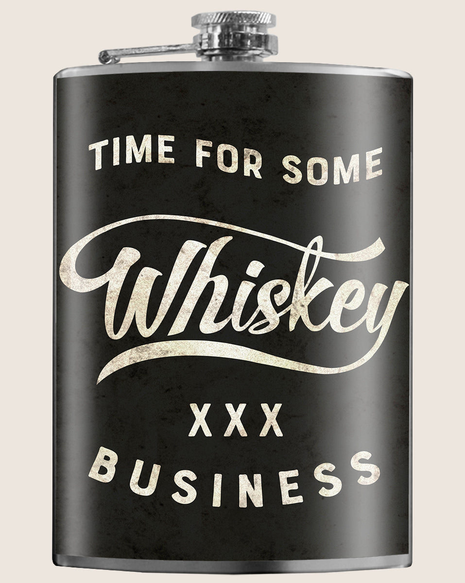 8 oz. Hip Flask: Time for Some Whiskey Business  Kick off every holiday or party with confidence. Cool stylish stainless steel drinking flask. Designed for durability and aesthetic appeal.