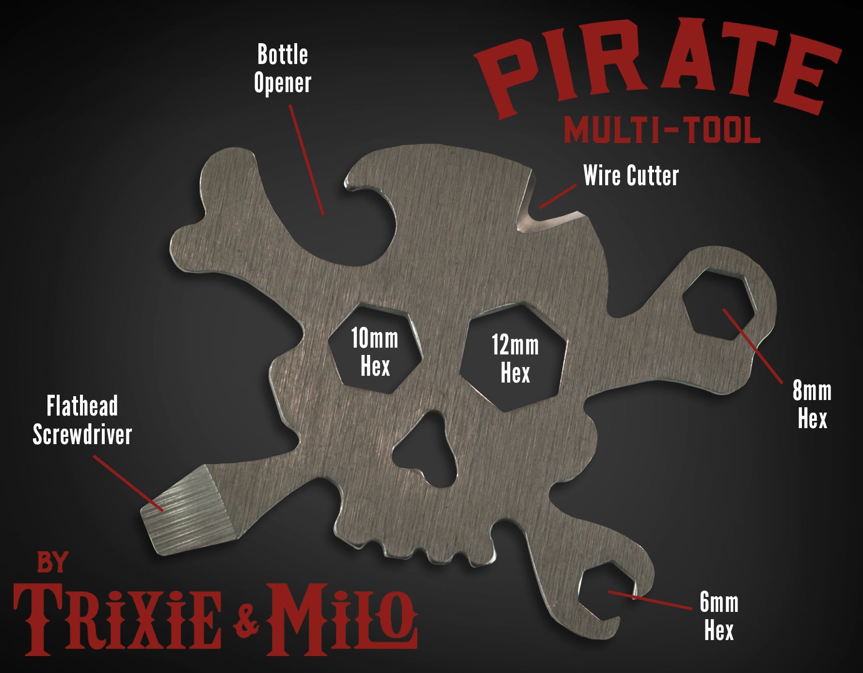Pirate Multi tool by Trixie & Milo. Great men's gift, key chain tool, multi tool for your pocket